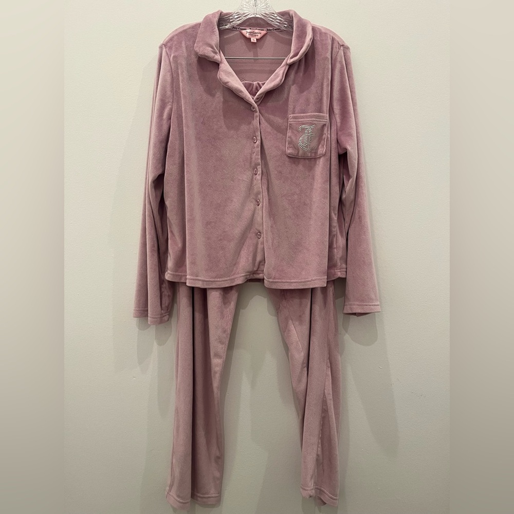 JUICY COUTURE Pajama Sleepwear Set Womans XL Lt Purple pink Velour barbie